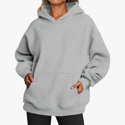Elarova | Damen oversized Kapuzenpullover aus weichem Baumwollmix mit praktischen Taschen
