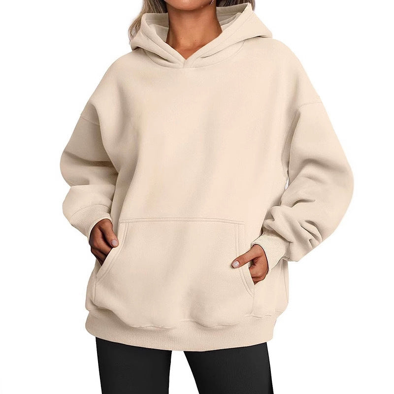 Elarova | Damen oversized Kapuzenpullover aus weichem Baumwollmix mit praktischen Taschen