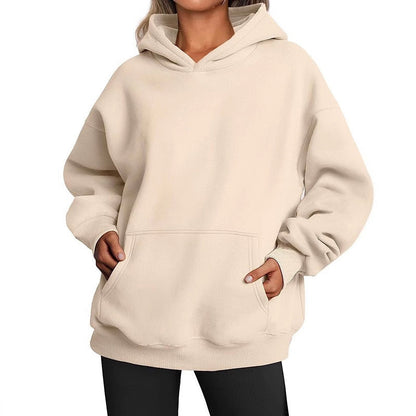 Elarova | Damen oversized Kapuzenpullover aus weichem Baumwollmix mit praktischen Taschen