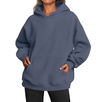 Elarova | Damen oversized Kapuzenpullover aus weichem Baumwollmix mit praktischen Taschen