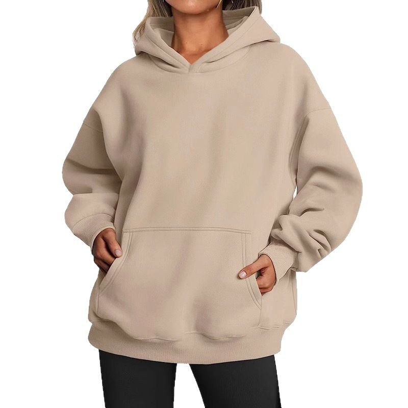 Elarova | Damen oversized Kapuzenpullover aus weichem Baumwollmix mit praktischen Taschen