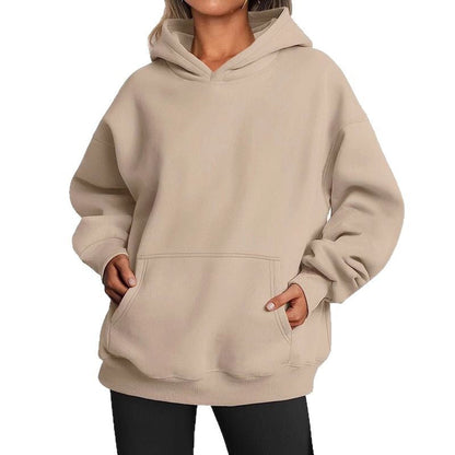 Elarova | Damen oversized Kapuzenpullover aus weichem Baumwollmix mit praktischen Taschen