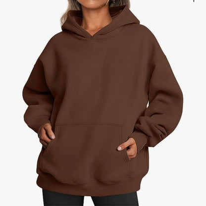 Elarova | Damen oversized Kapuzenpullover aus weichem Baumwollmix mit praktischen Taschen