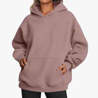 Elarova | Damen oversized Kapuzenpullover aus weichem Baumwollmix mit praktischen Taschen