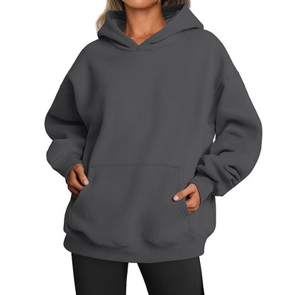Elarova | Damen oversized Kapuzenpullover aus weichem Baumwollmix mit praktischen Taschen