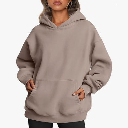 Elarova | Damen oversized Kapuzenpullover aus weichem Baumwollmix mit praktischen Taschen