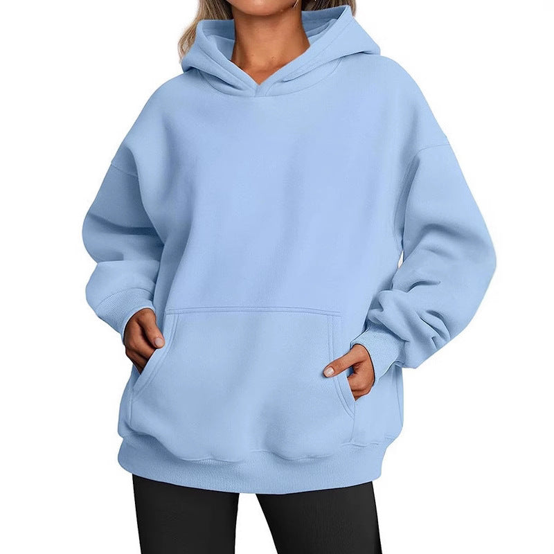 Elarova | Damen oversized Kapuzenpullover aus weichem Baumwollmix mit praktischen Taschen