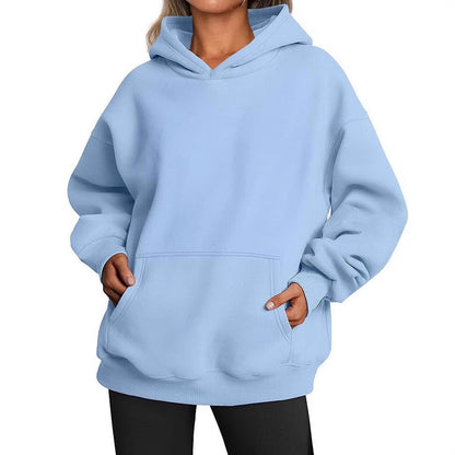 Elarova | Damen oversized Kapuzenpullover aus weichem Baumwollmix mit praktischen Taschen