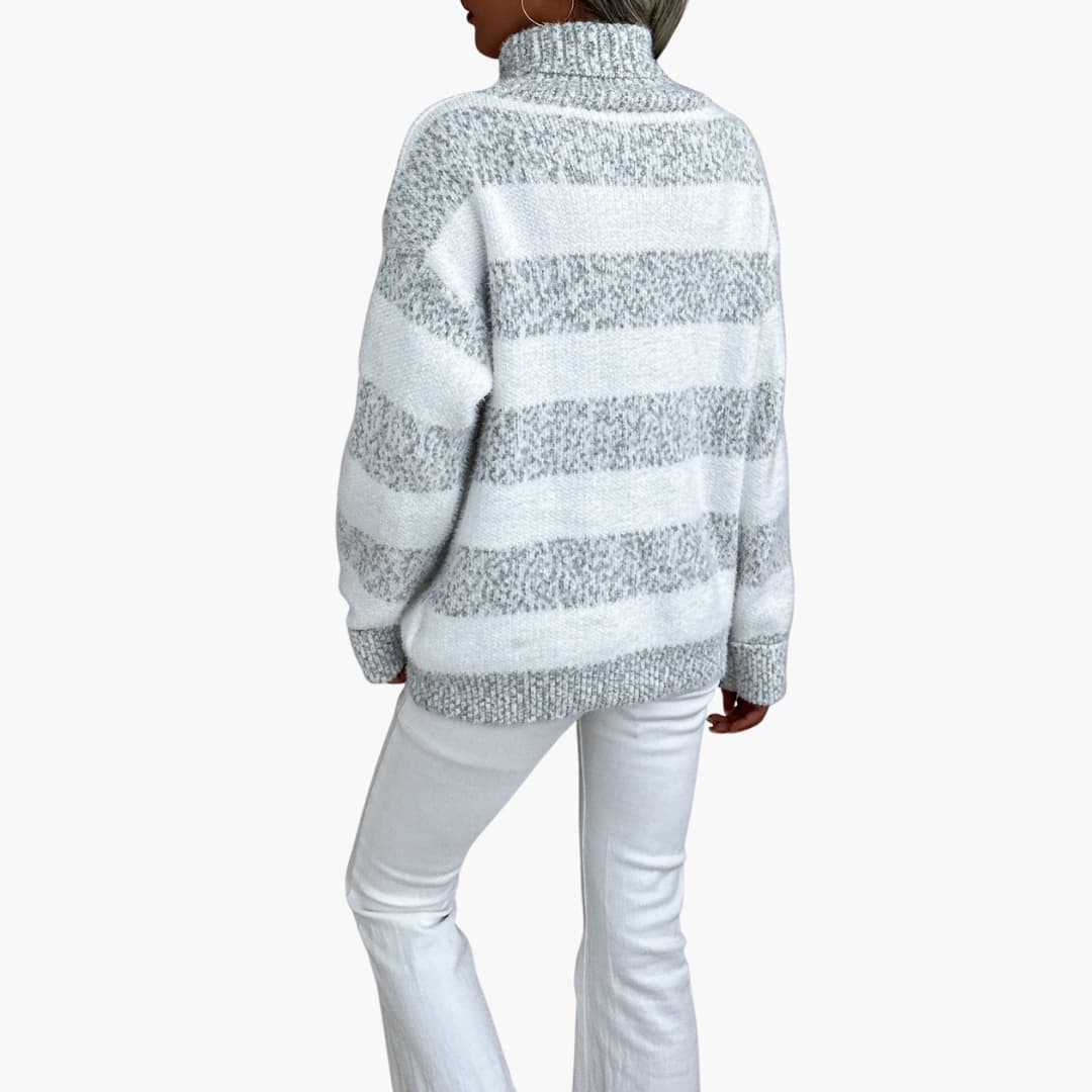 Elarova | Damen pullover mit Rollkragen und gestreifter Oberfläche