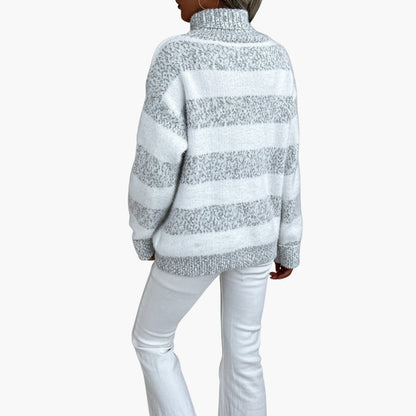 Elarova | Damen pullover mit Rollkragen und gestreifter Oberfläche