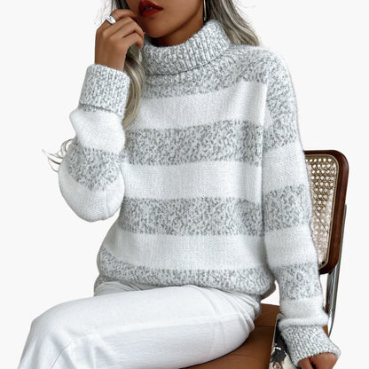 Elarova | Damen pullover mit Rollkragen und gestreifter Oberfläche