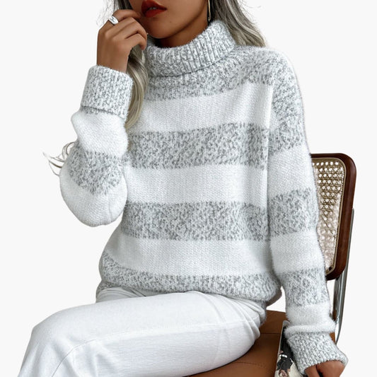 Elarova | Damen pullover mit Rollkragen und gestreifter Oberfläche