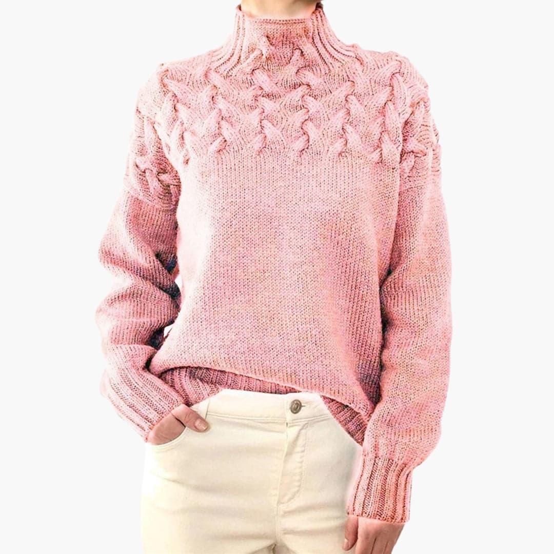 Elarova | Damen pullover mit Rollkragen und langen Ärmeln