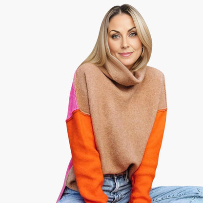 Elarova | Damen pullover mit Rollkragen und langen Ärmeln