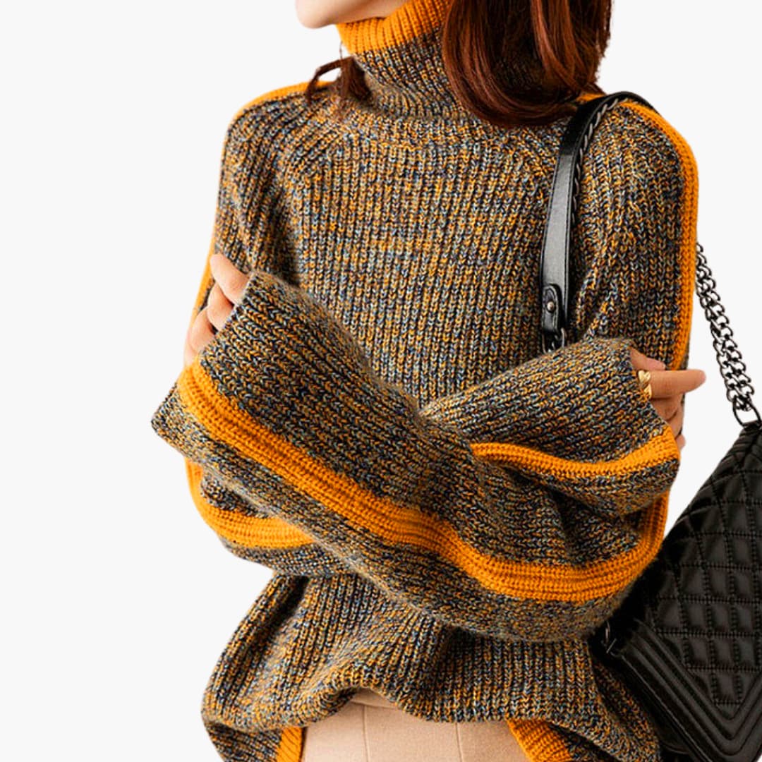 Elarova | Damen pullover mit Rollkragen und langen Ärmeln