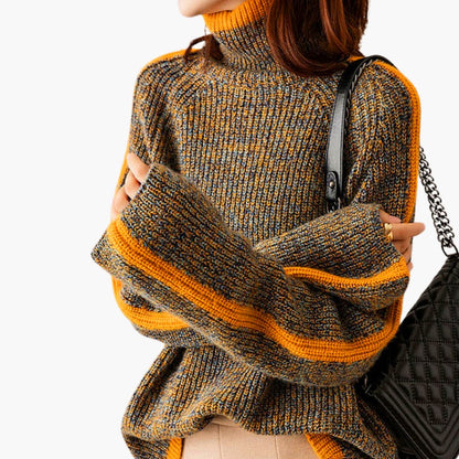 Elarova | Damen pullover mit Rollkragen und langen Ärmeln