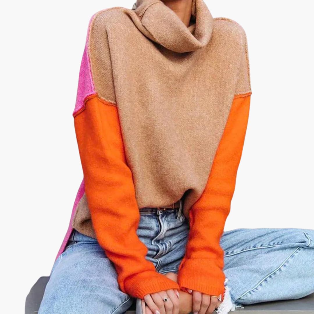 Elarova | Damen pullover mit Rollkragen und langen Ärmeln