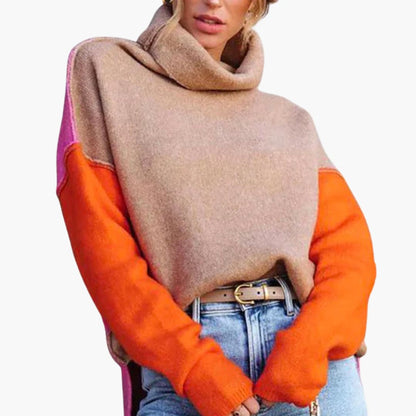 Elarova | Damen pullover mit Rollkragen und langen Ärmeln