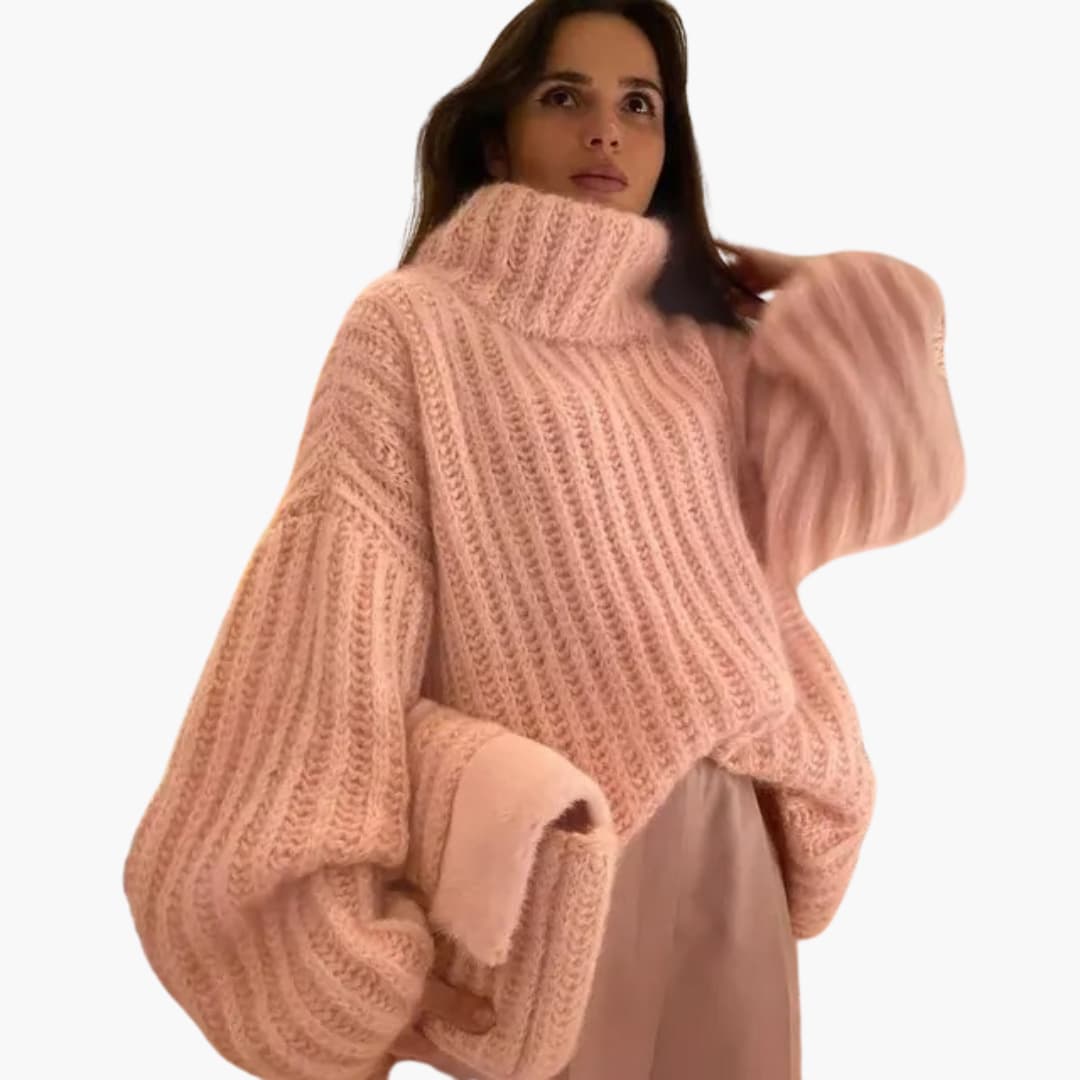 Elarova | Damen pullover mit Rollkragen und langen Ärmeln