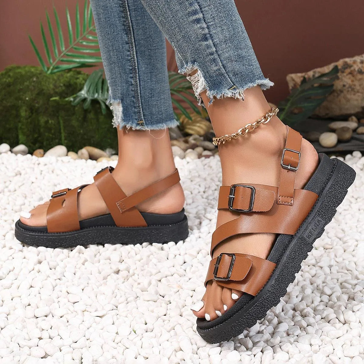 Elarova | Damen sandals with thick sole casual