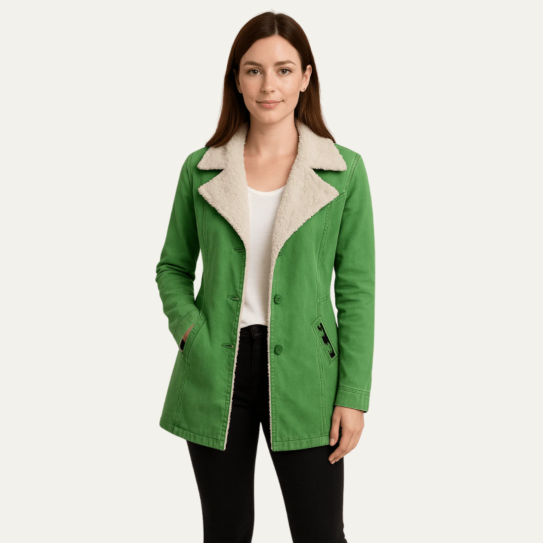 Elarova | DamenJacke mit SherpaKragen, einreihig