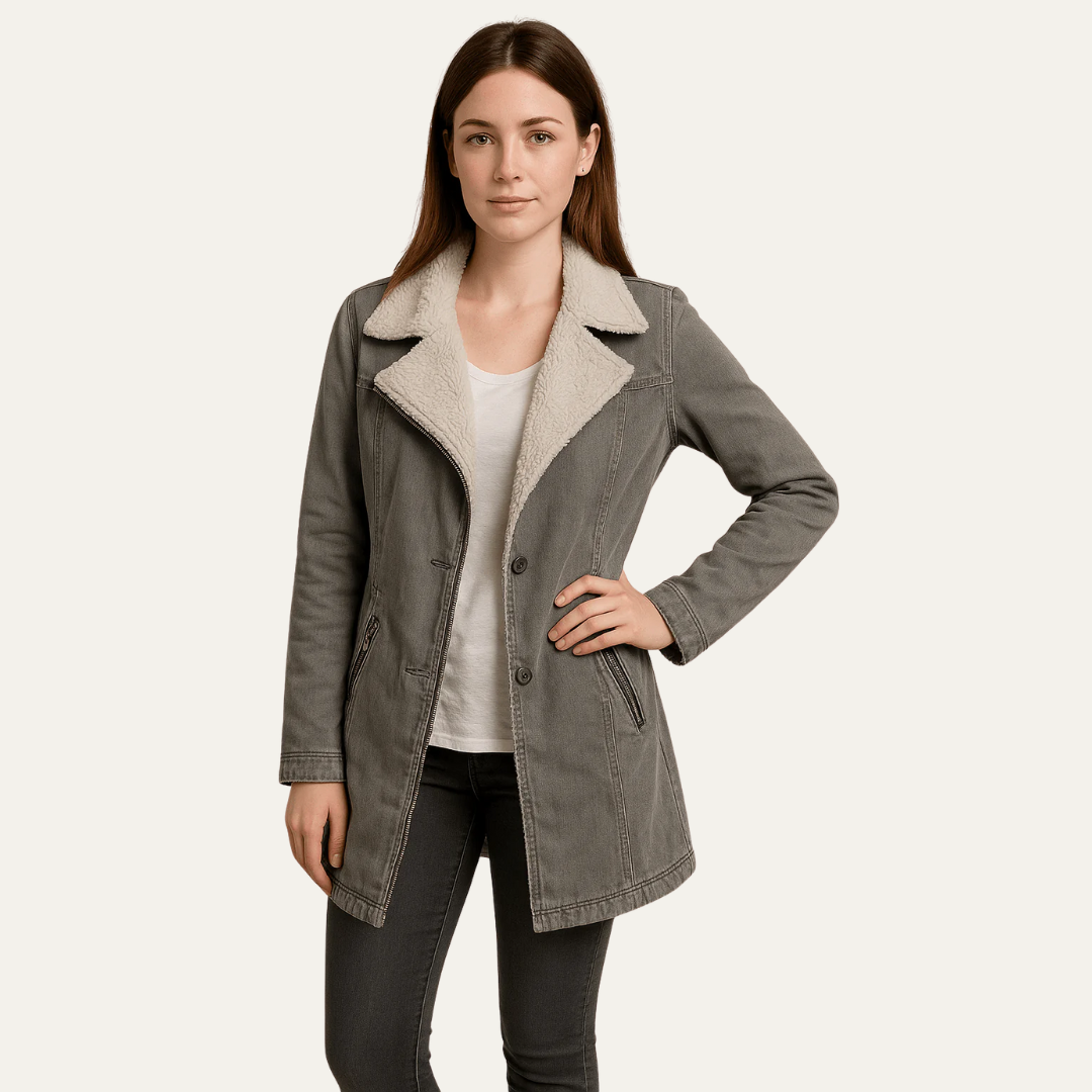 Elarova | DamenJacke mit SherpaKragen, einreihig