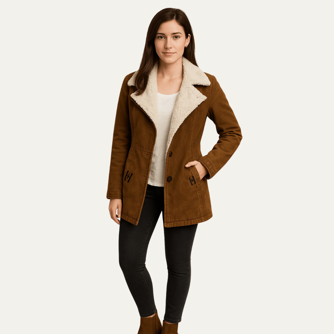 Elarova | DamenJacke mit SherpaKragen, einreihig