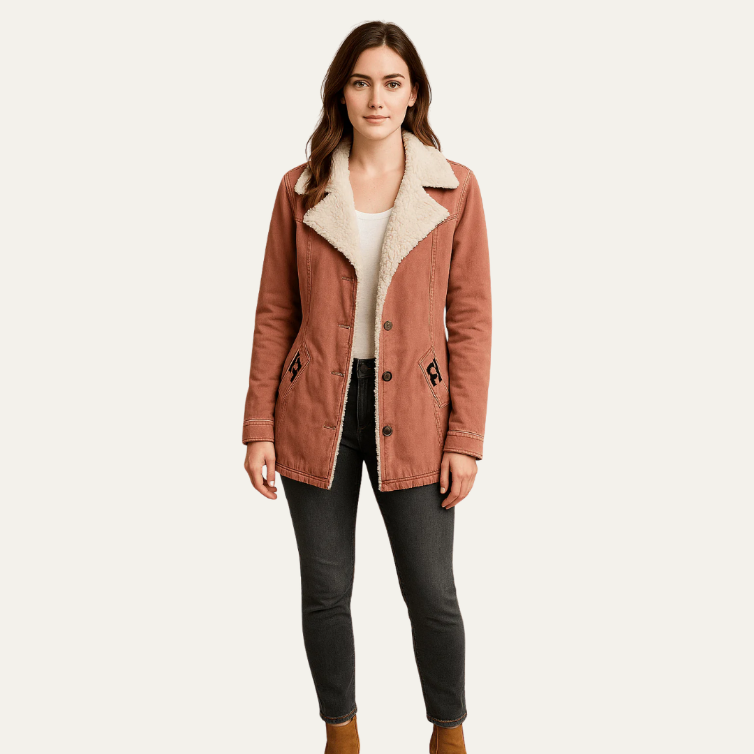 Elarova | DamenJacke mit SherpaKragen, einreihig