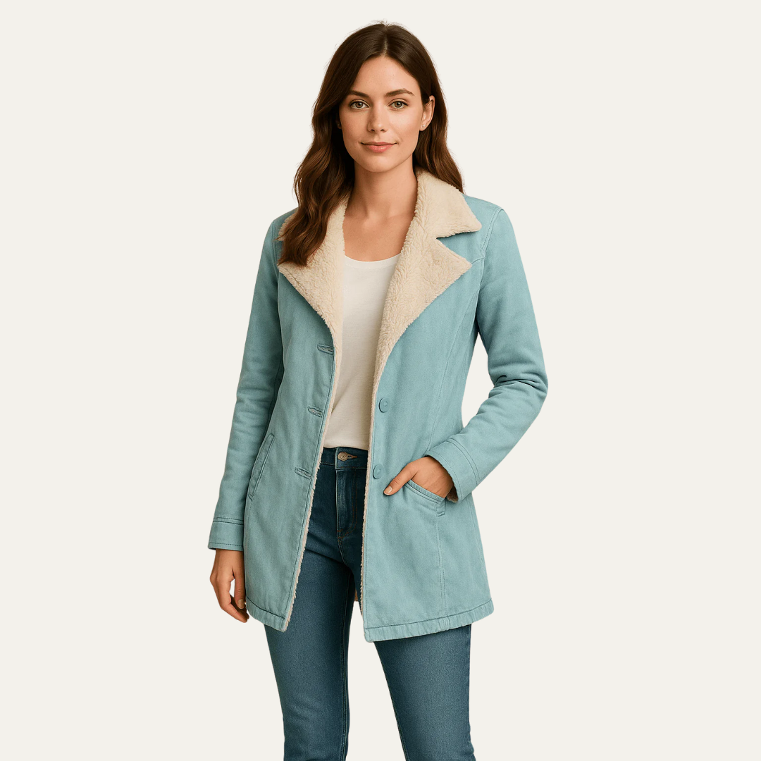 Elarova | DamenJacke mit SherpaKragen, einreihig