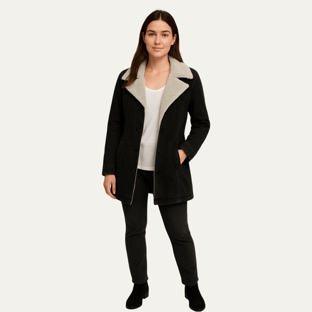 Elarova | DamenJacke mit SherpaKragen, einreihig
