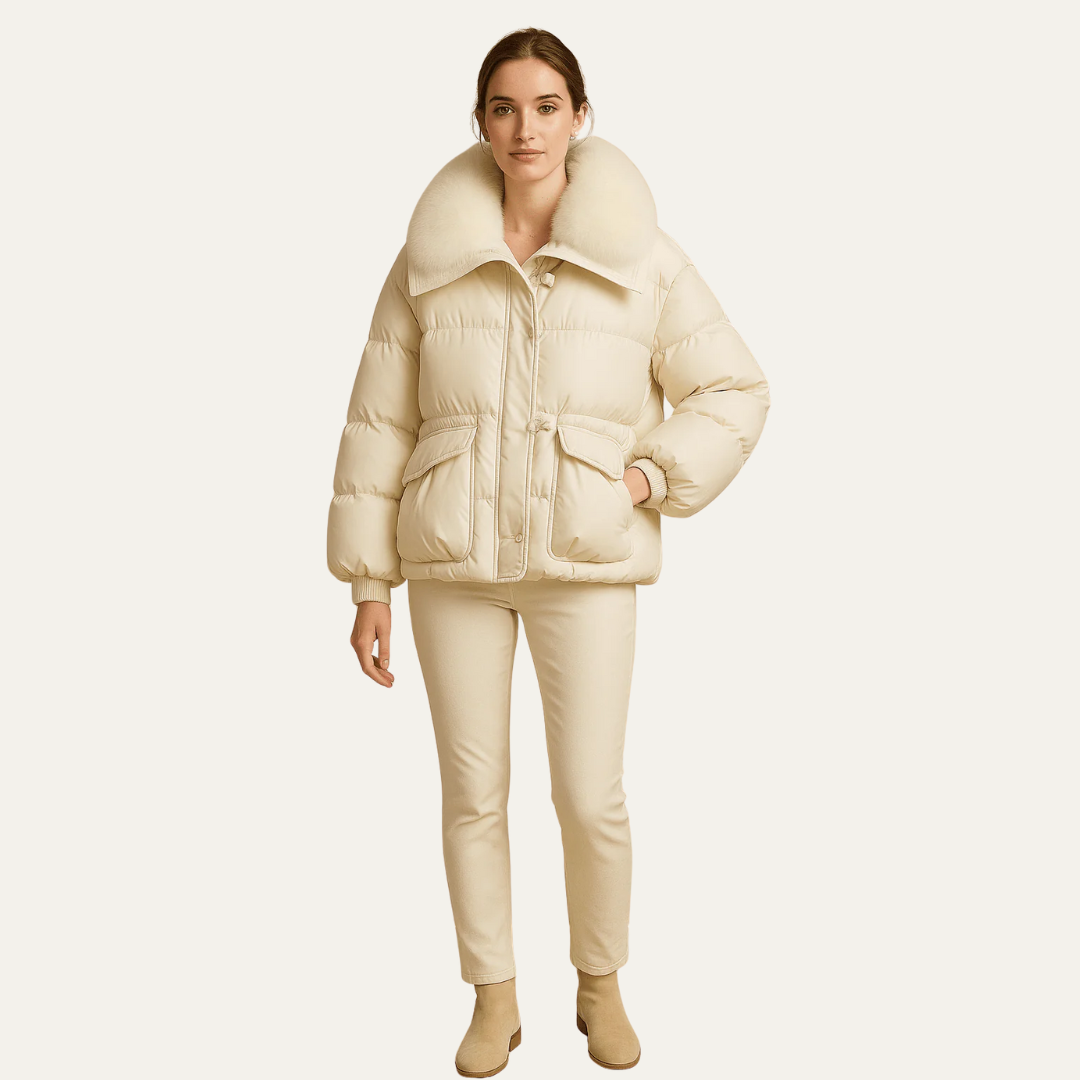 Elarova | DamenSteppjacke mit Fellfutter, kurz geschnitten