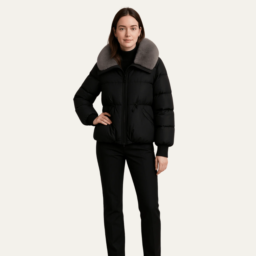 Elarova | DamenSteppjacke mit Fellfutter, kurz geschnitten