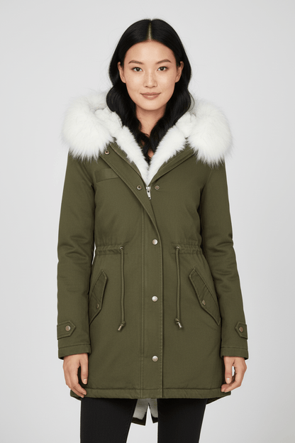 Elarova | DamenWinterparka mit Kapuze und Fellfutter