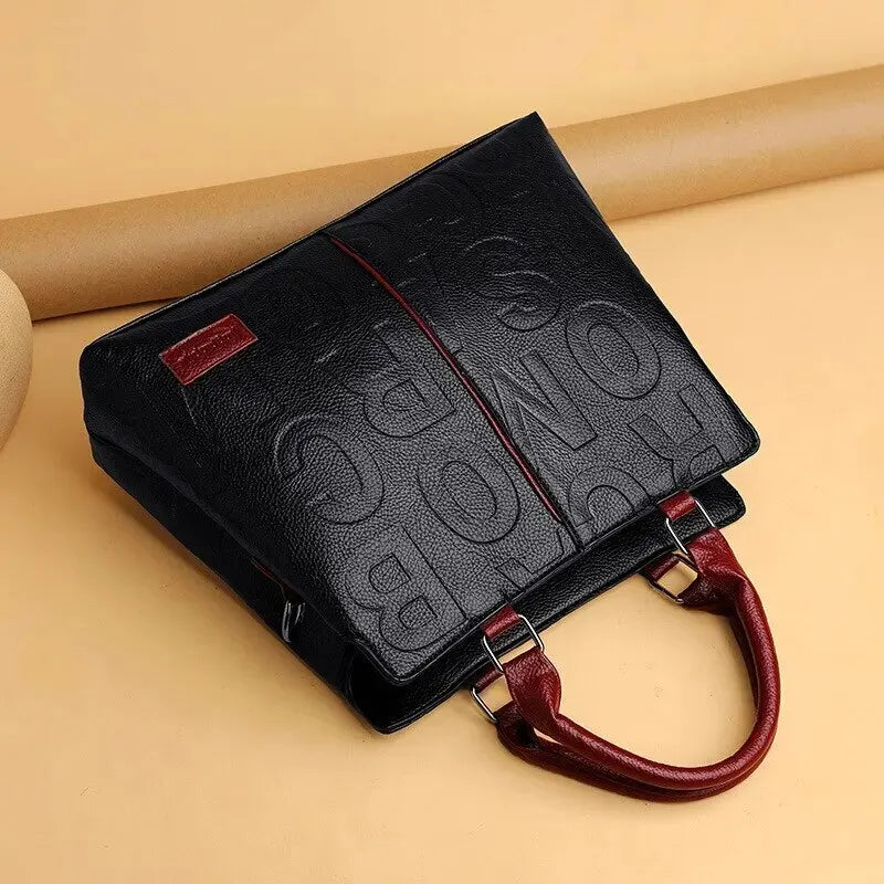 Elarova | Damenhandtasche aus weichem Leder mit geprägtem Buchstabendesign