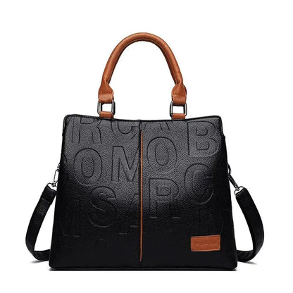 Elarova | Damenhandtasche aus weichem Leder mit geprägtem Buchstabendesign