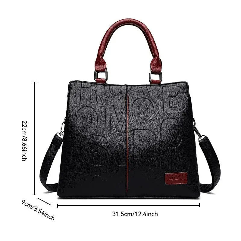 Elarova | Damenhandtasche aus weichem Leder mit geprägtem Buchstabendesign
