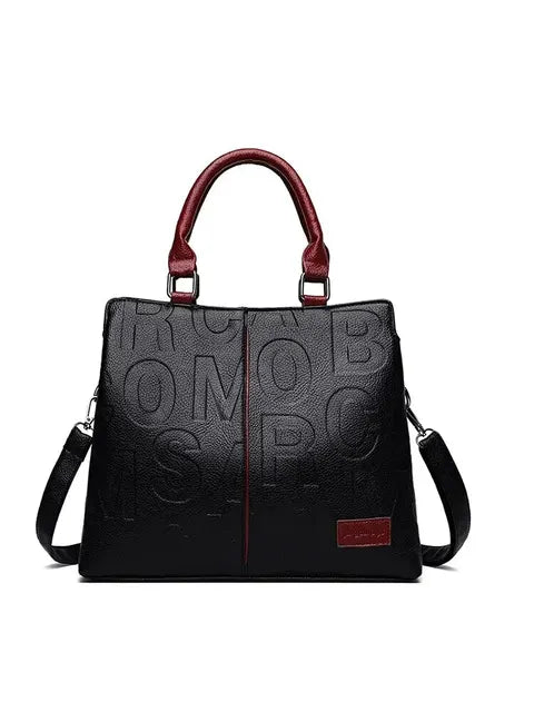 Elarova | Damenhandtasche aus weichem Leder mit geprägtem Buchstabendesign