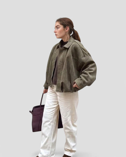 Elarova | Damenjacke mit Kragen aus Wildlederimitat