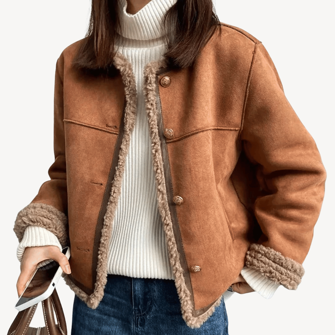 Elarova | Damenjacke mit Kunstpelzbesatz und Fleecefutter