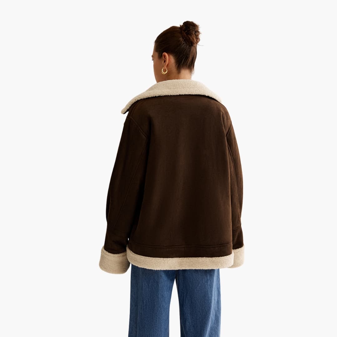 Elarova | Damenjacke mit Reißverschluss und Shearling Futter