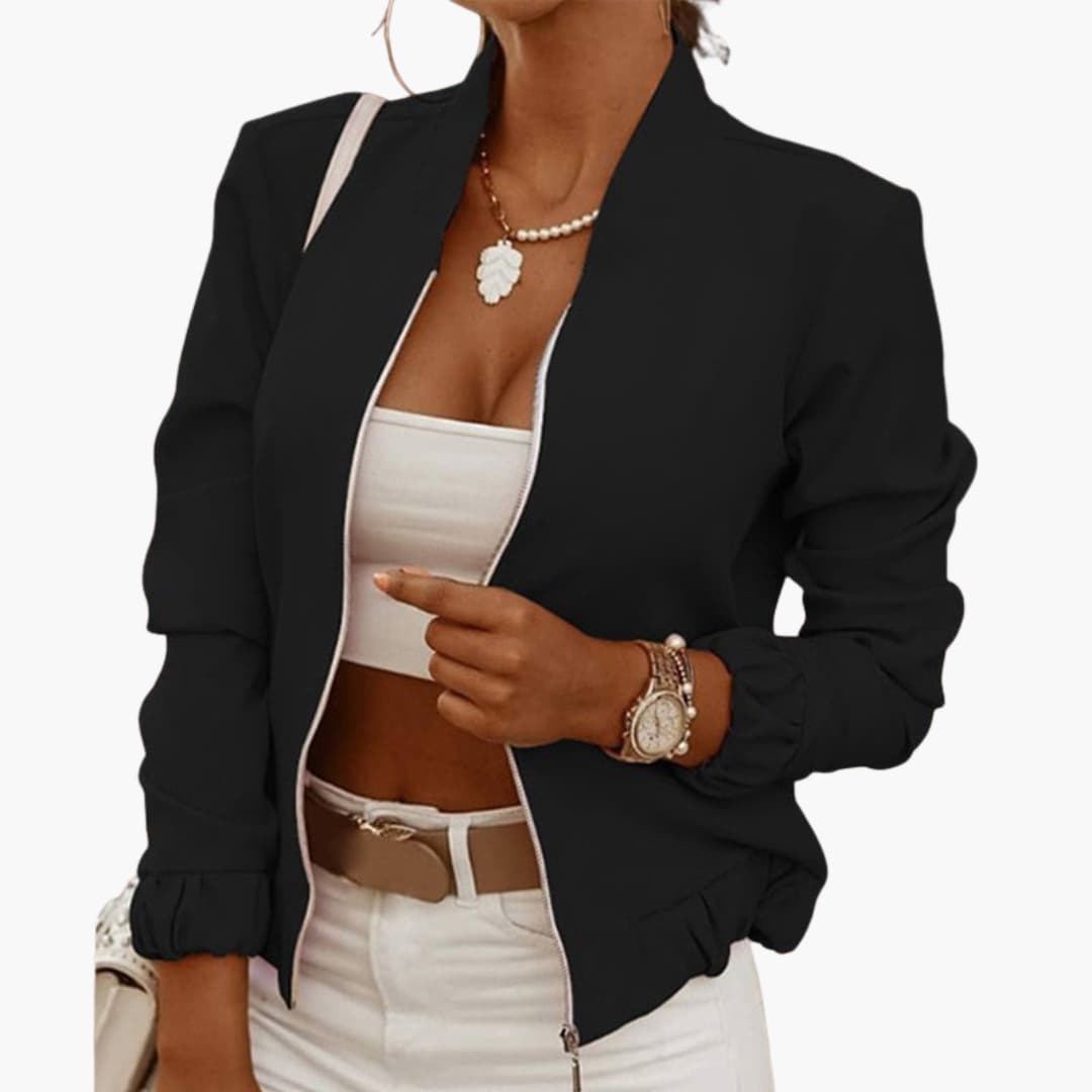 Elarova | Damenjacke mit Reißverschluss und langen Ärmeln