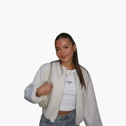 Elarova | Damenjacke mit Rundhalsausschnitt Reißverschluss und langen Ärmeln