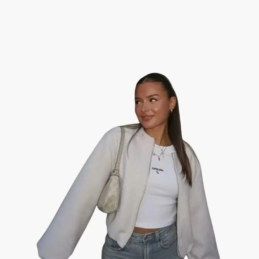 Elarova | Damenjacke mit Rundhalsausschnitt Reißverschluss und langen Ärmeln