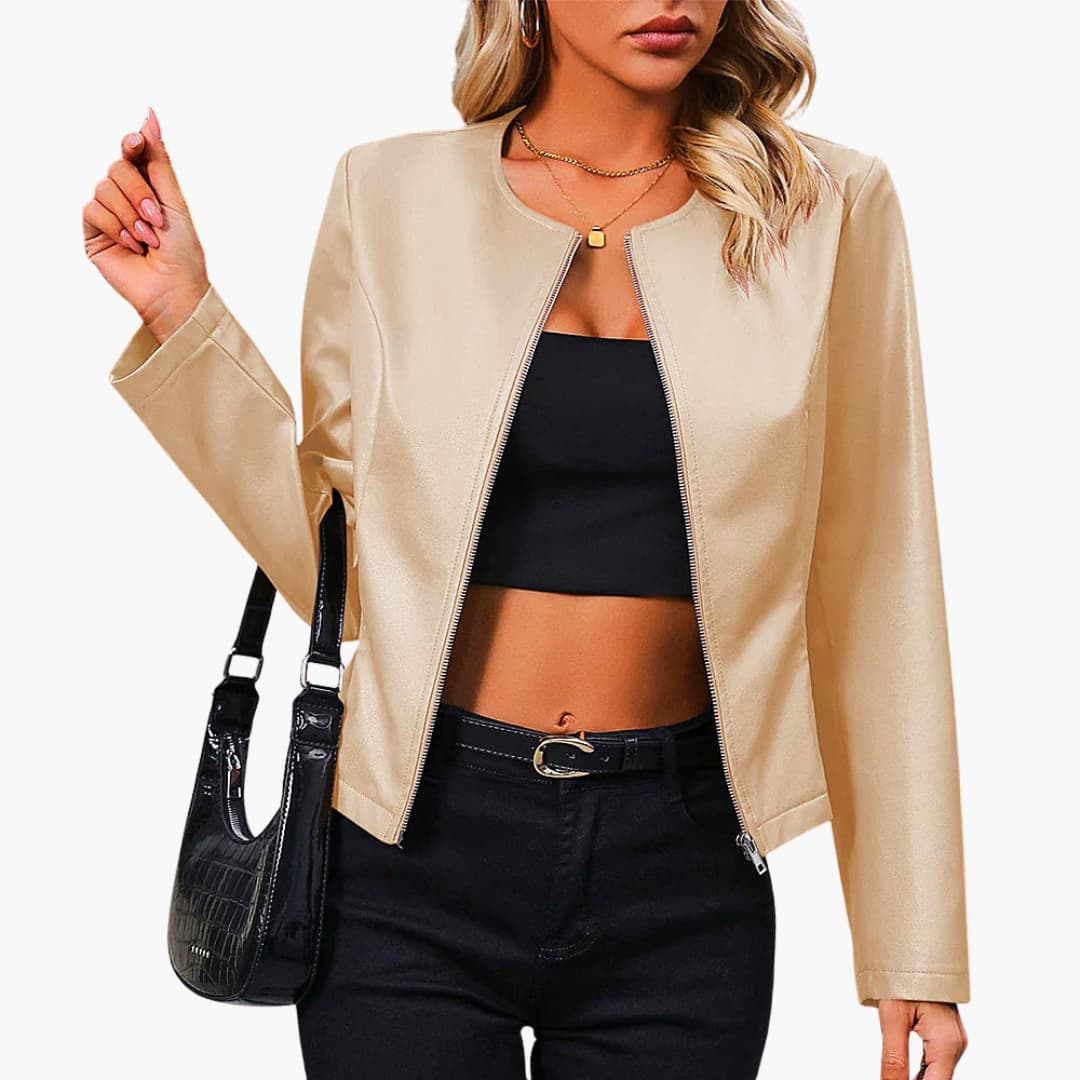 Elarova | Damenjacke mit Rundhalsausschnitt und Reißverschluss