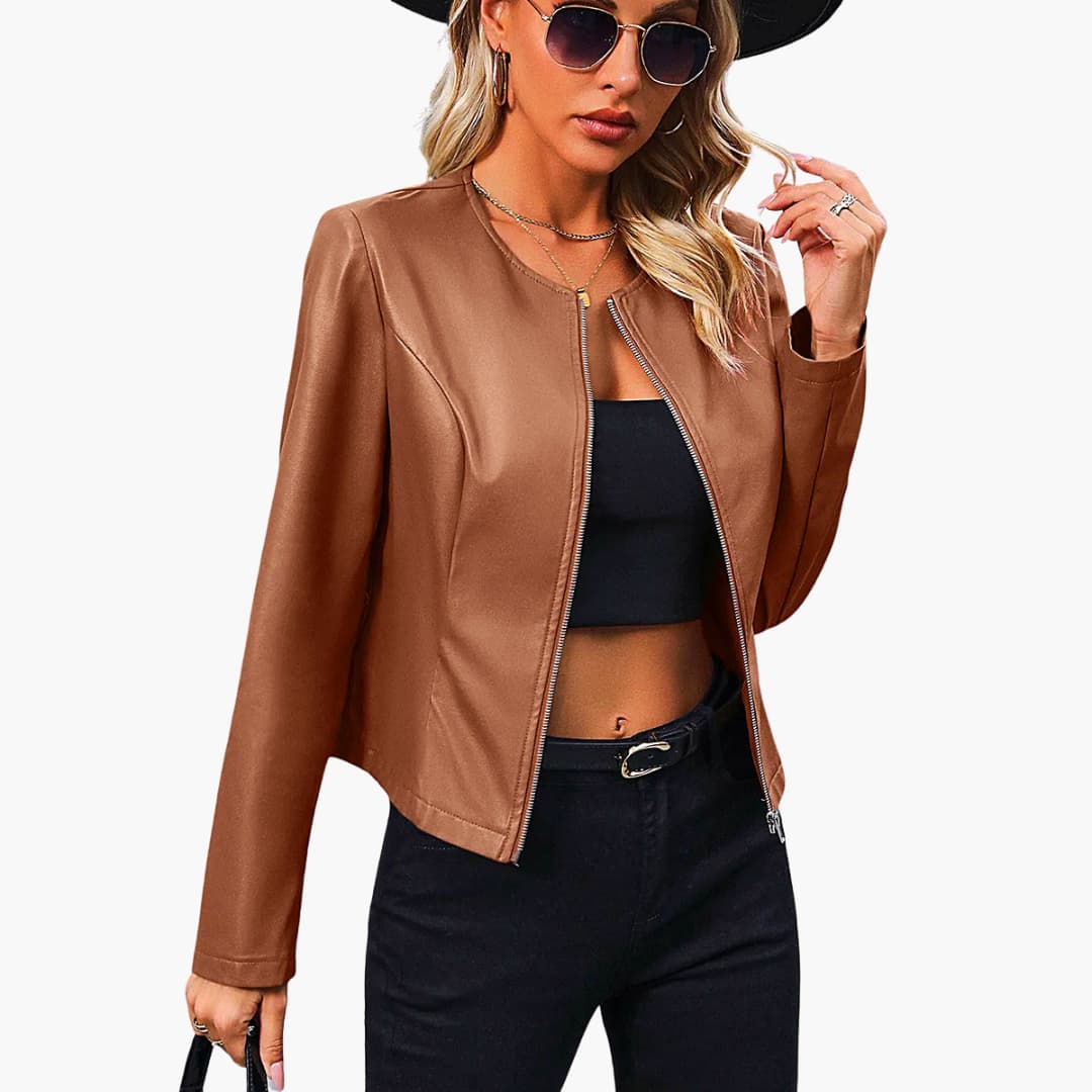 Elarova | Damenjacke mit Rundhalsausschnitt und Reißverschluss