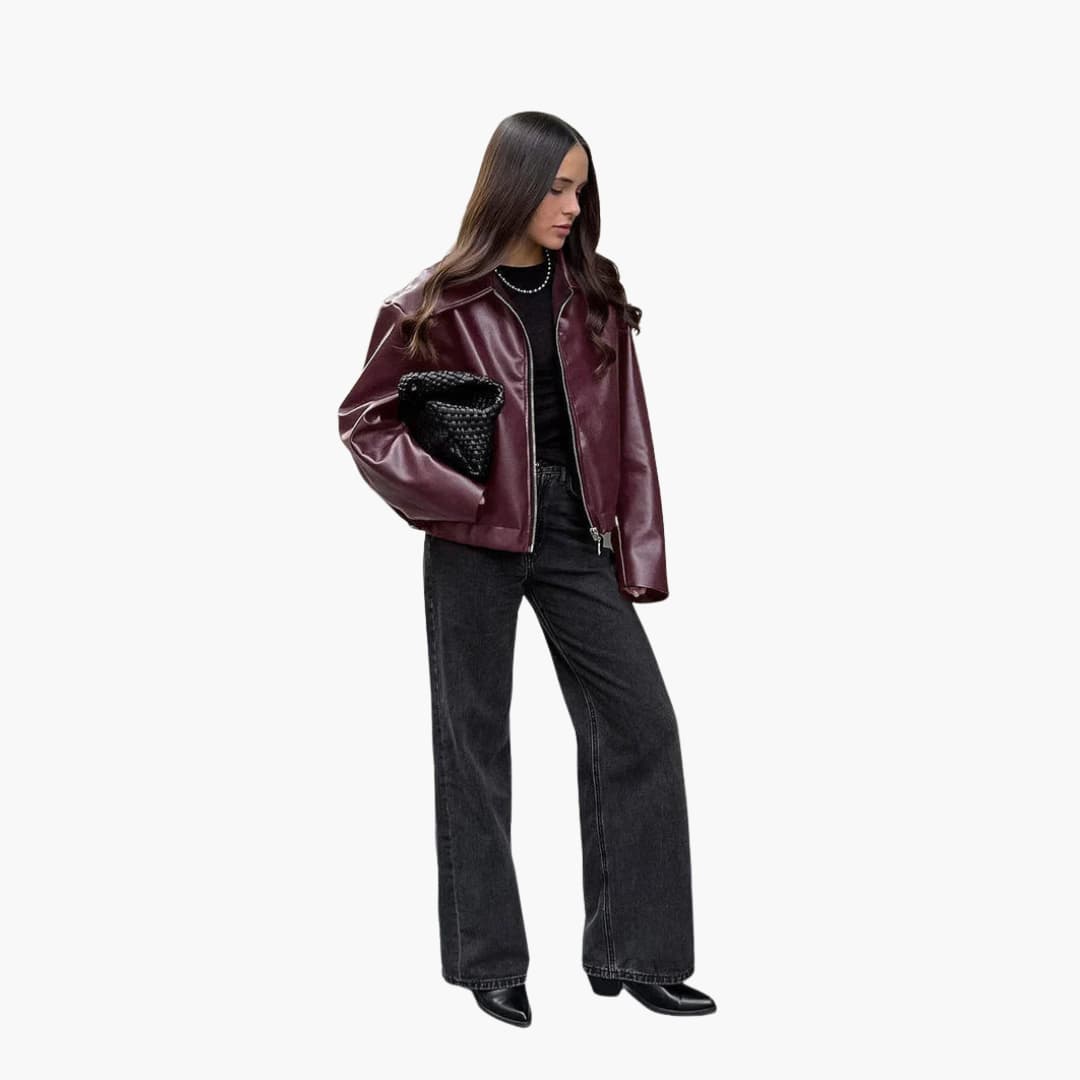 Elarova | Damenjacke mit Spitzkragen und Reißverschluss