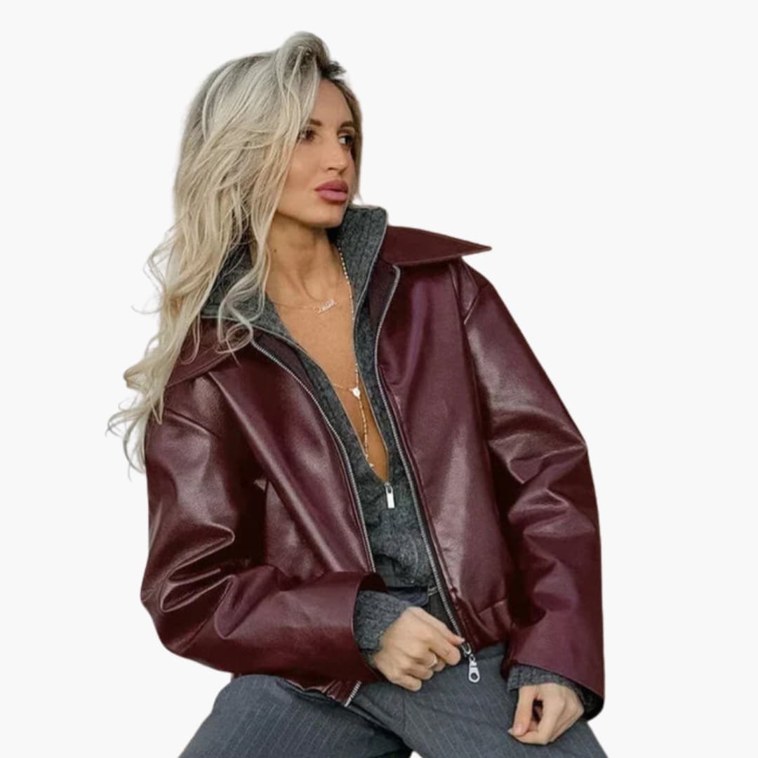 Elarova | Damenjacke mit Spitzkragen und Reißverschluss