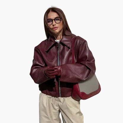 Elarova | Damenjacke mit Spitzkragen und Reißverschluss