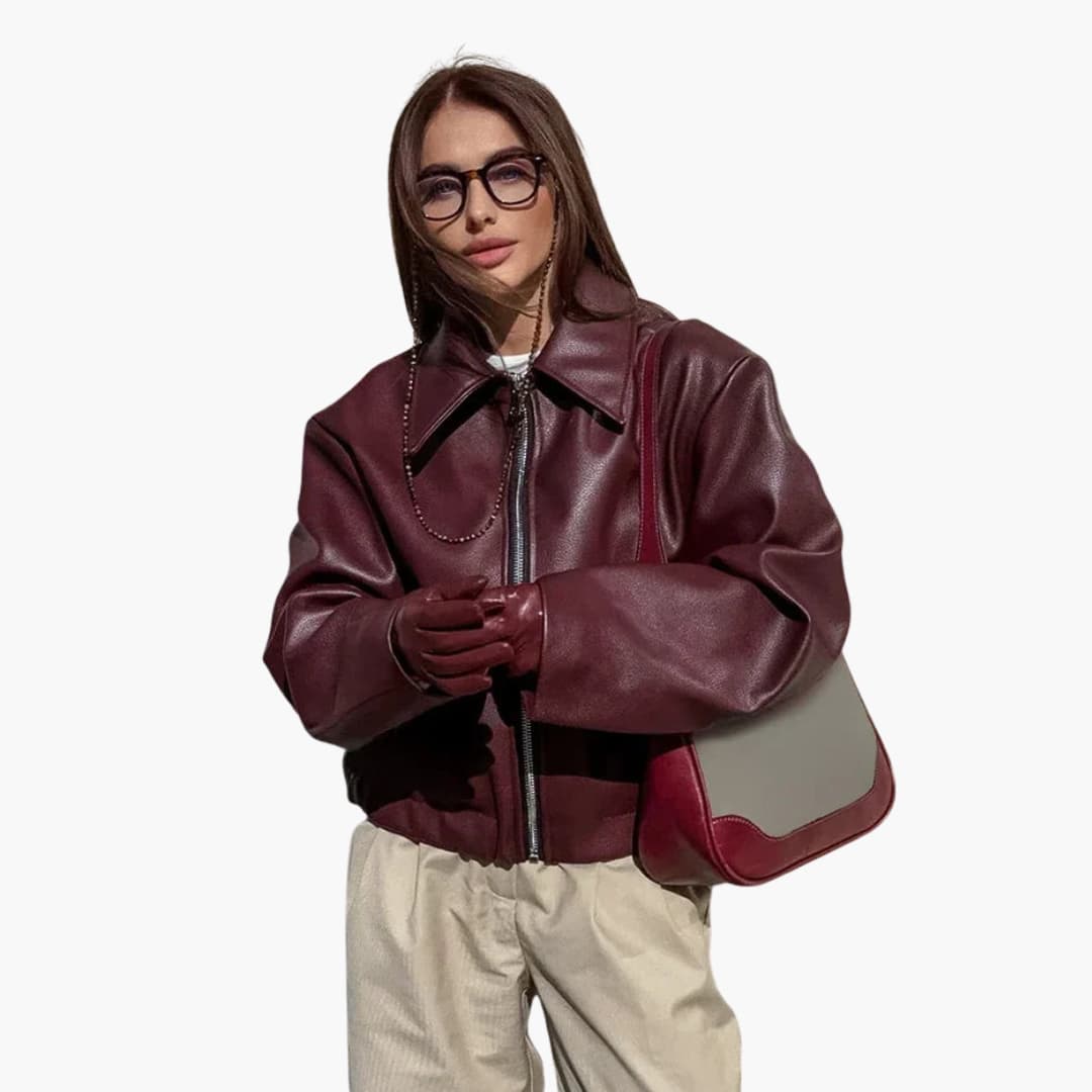 Elarova | Damenjacke mit Spitzkragen und Reißverschluss