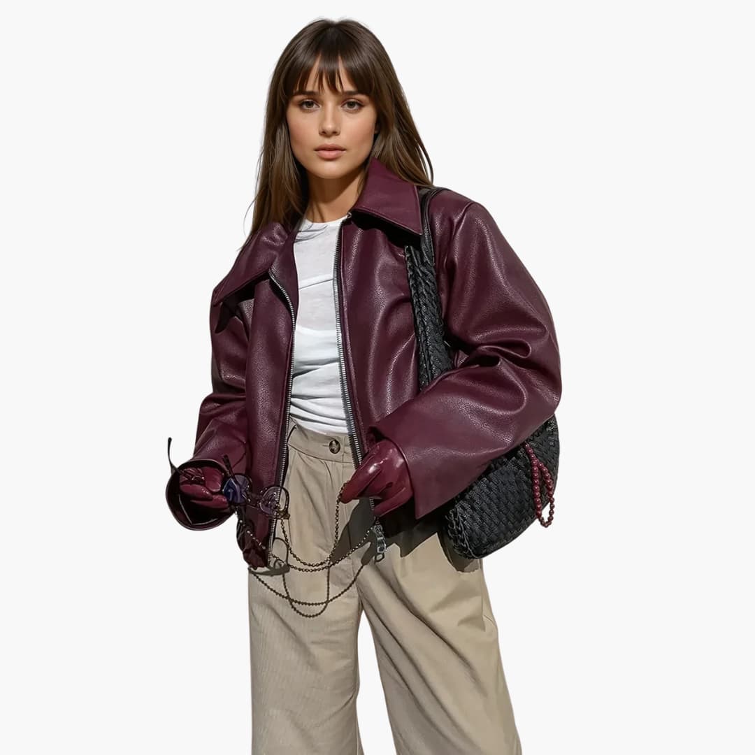 Elarova | Damenjacke mit Spitzkragen und Reißverschluss